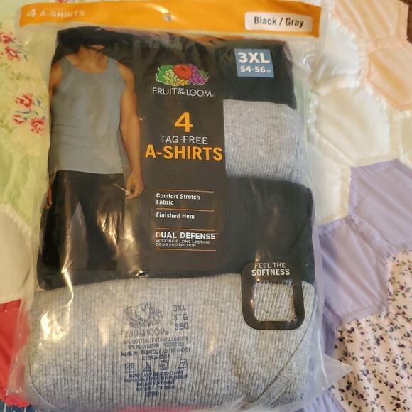 New Fruit of Loom 4 Tag Free A-shirts 3XL 54-56 - Picture 1 of 5